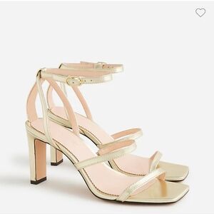 J.Crew Ava Strappy Heels in Metallic Leather